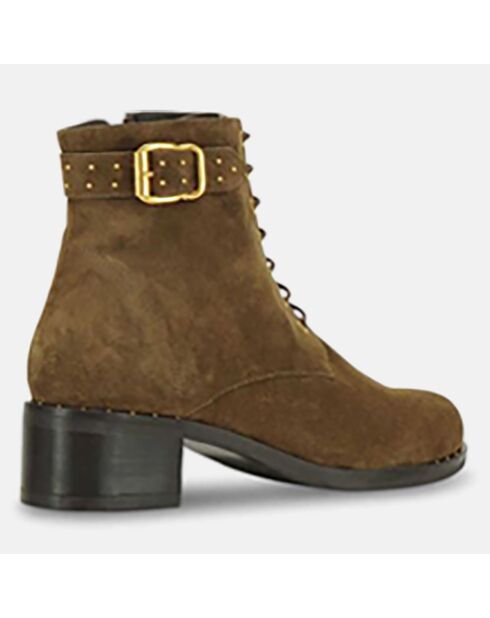 Boots en Velours de Cuir Julie marron