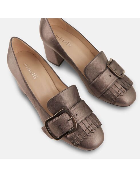 Trotters en Cuir verni Lili étain - Talon 6 cm