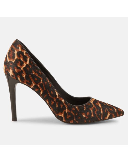 Escarpins en Cuir façon poulain Louise léopard - Talon 9 cm