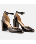 Babies en Cuir Nora noirs - Talon 9 cm