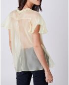 Top 100% Voile de Soie transparent jaune