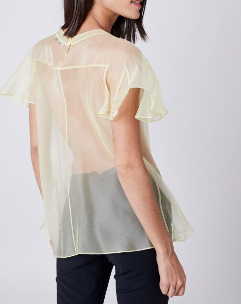 Top 100% Voile de Soie transparent jaune