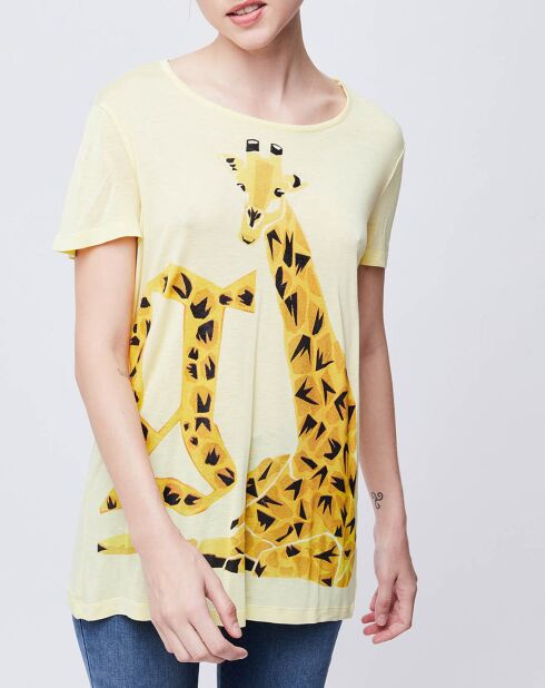 T-Shirt imprimé girafe jaune poussin