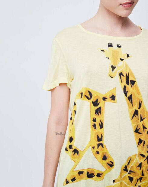 T-Shirt imprimé girafe jaune poussin