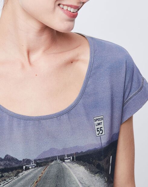 T-Shirt imprimé gris/bleu