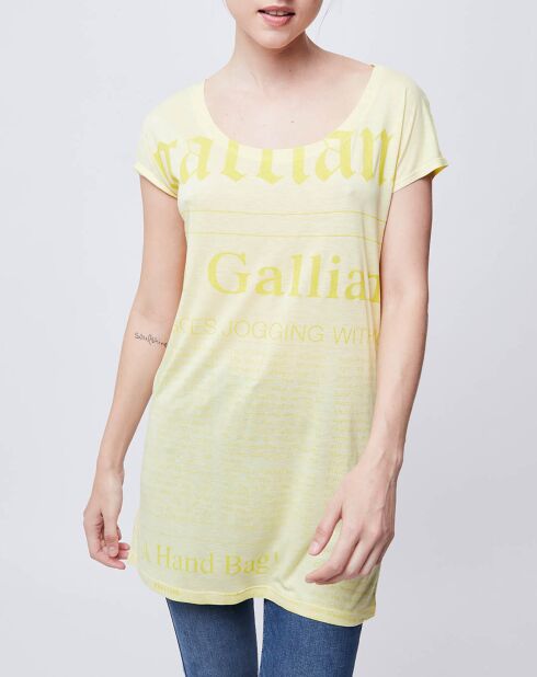 T-Shirt Long imprimé Gazette jaune poussin/jaune moutarde