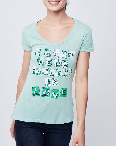 T-Shirt imprimé vert d'eau/vert/blanc