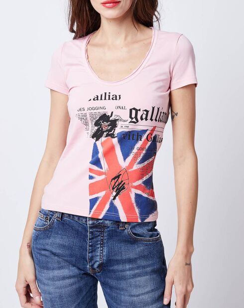 T-Shirt imprimé drapeau rose bonbon