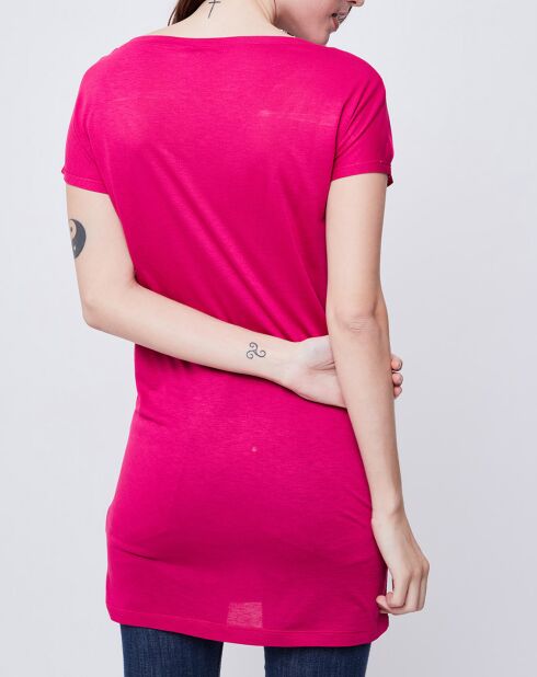 T-Shirt Long imprimé rose foncé