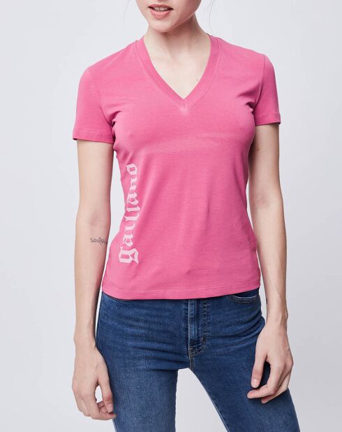 T-Shirt col V mauve