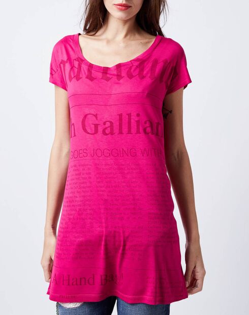 T-Shirt Long imprimé Gazette rose