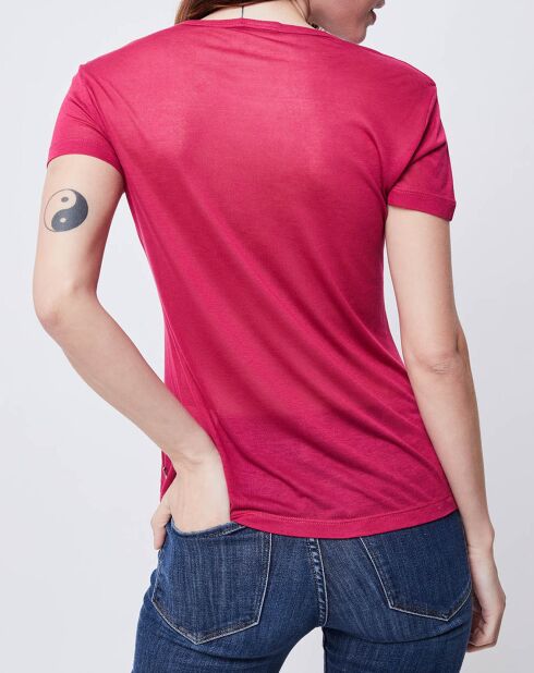 T-Shirt fin imprimé rose foncé