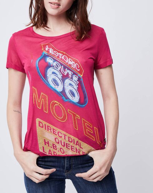 T-Shirt fin imprimé rose foncé