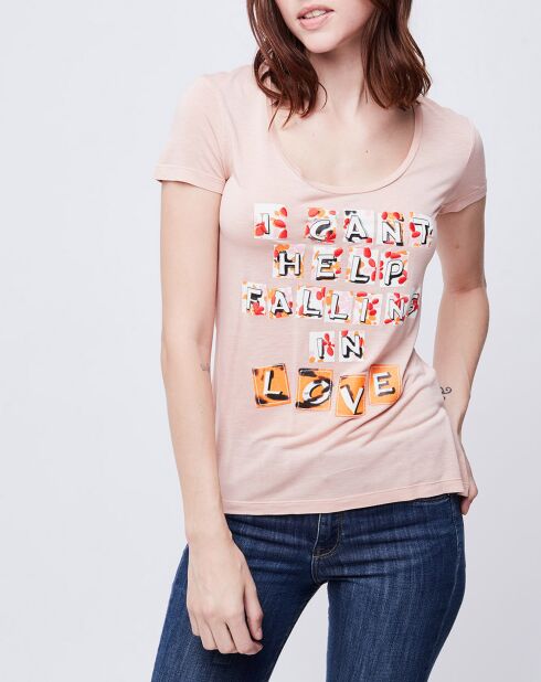 T-Shirt imprimé rose saumon