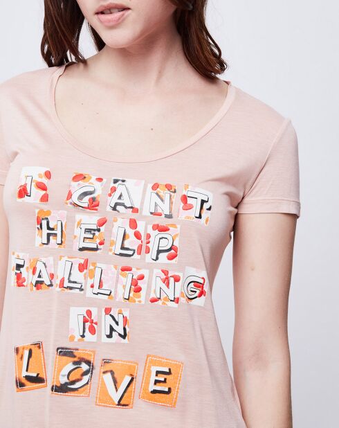 T-Shirt imprimé rose saumon