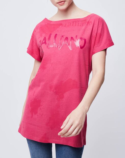 T-Shirt boutonné et imprimé rose