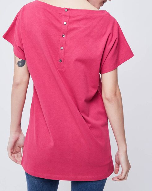 T-Shirt boutonné et imprimé rose