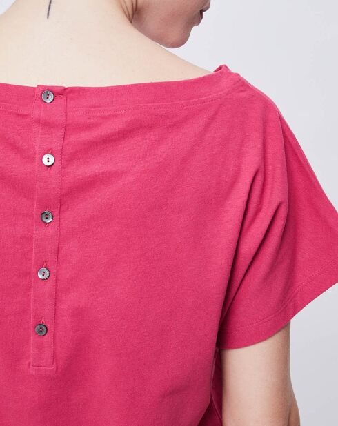 T-Shirt boutonné et imprimé rose