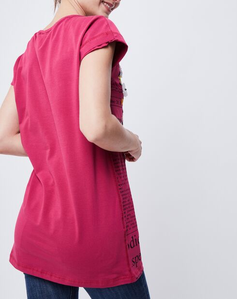 T-Shirt imprimé Gazette avec broderie et perle rose foncé/multicolore