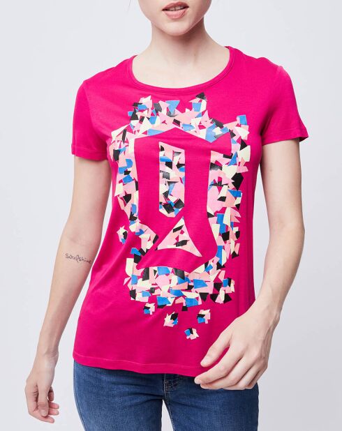 T-Shirt imprimé rose foncé/multicolore