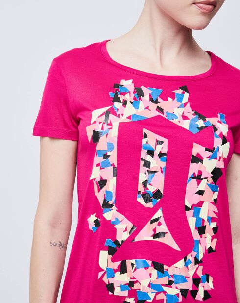 T-Shirt imprimé rose foncé/multicolore