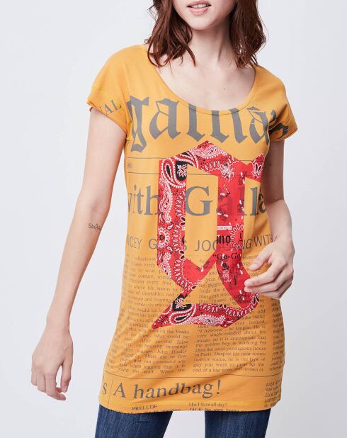 T-Shirt long Gazette orange/rouge/gris