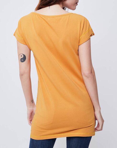 T-Shirt long Gazette orange/rouge/gris