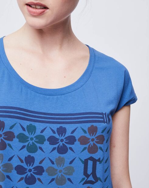 T-Shirt Long imprimé bleu