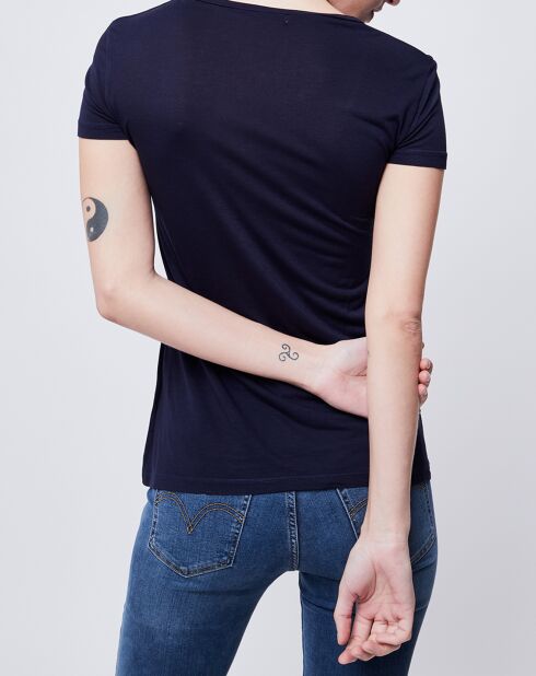 T-Shirt imprimé bleu nuit/blanc/vert