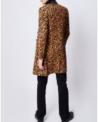 Manteau croisé imprimé léopard marron