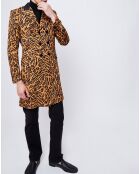 Manteau croisé imprimé léopard marron