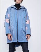 Parka fleurs strass bleue