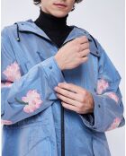 Parka fleurs strass bleue