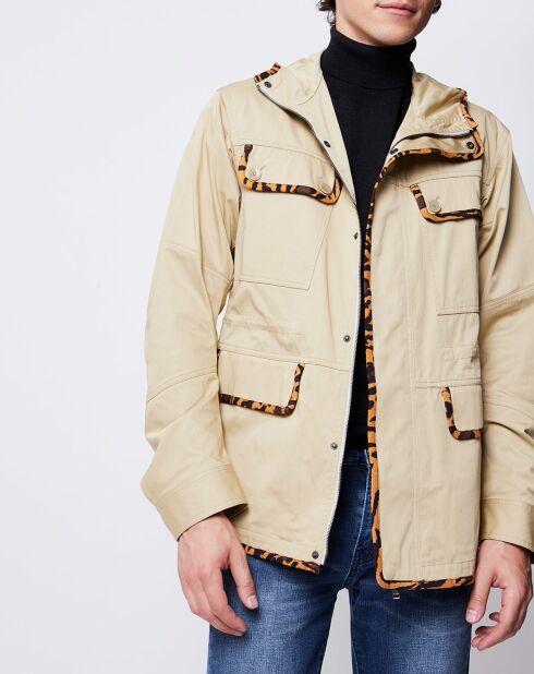 Parka légère détails léopard beige