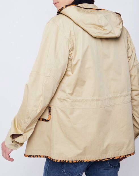 Parka légère détails léopard beige