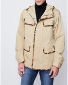 Parka légère détails léopard beige