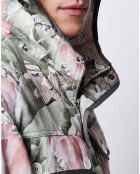 Parka légère imprimé floral kaki/rose