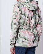 Parka légère imprimé floral kaki/rose