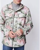 Parka légère imprimé floral kaki/rose