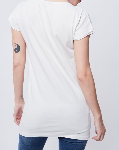 T-Shirt imprimé Gazette et fleurs blanc cassé/multicolore