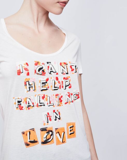 T-Shirt imprimé blanc cassé/multicolore
