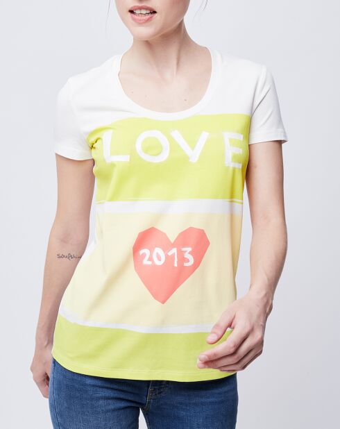 T-Shirt imprimé blanc/jaune