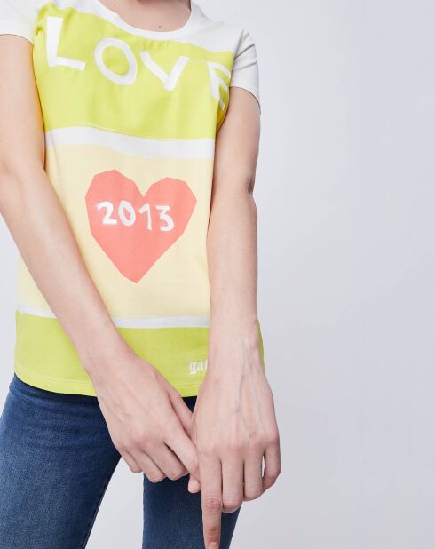 T-Shirt imprimé blanc/jaune