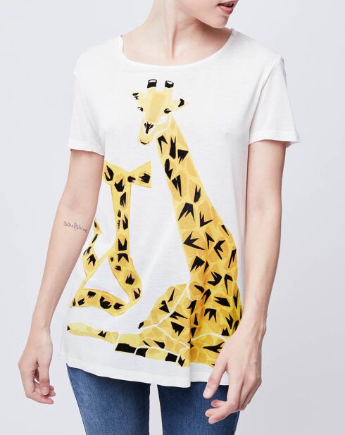 T-Shirt imprimé girafes blanc cassé/jaune/noir