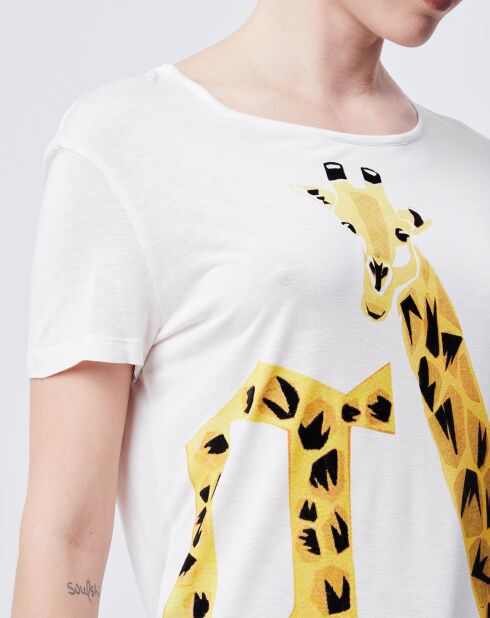 T-Shirt imprimé girafes blanc cassé/jaune/noir