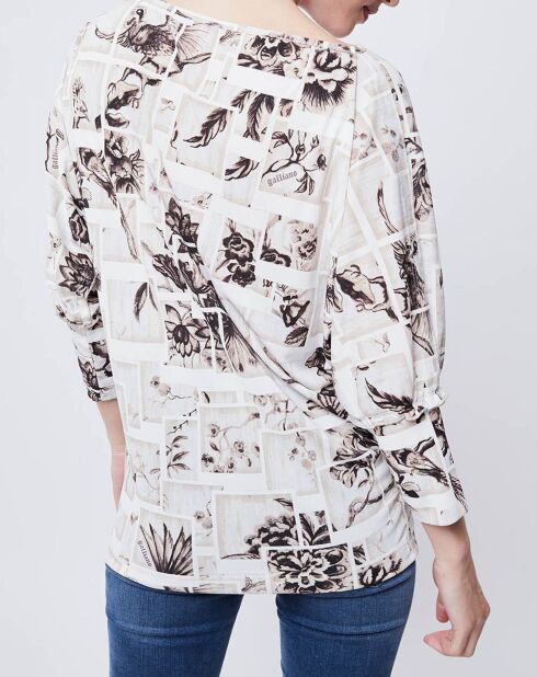 Blouse imprimée blanc/beige
