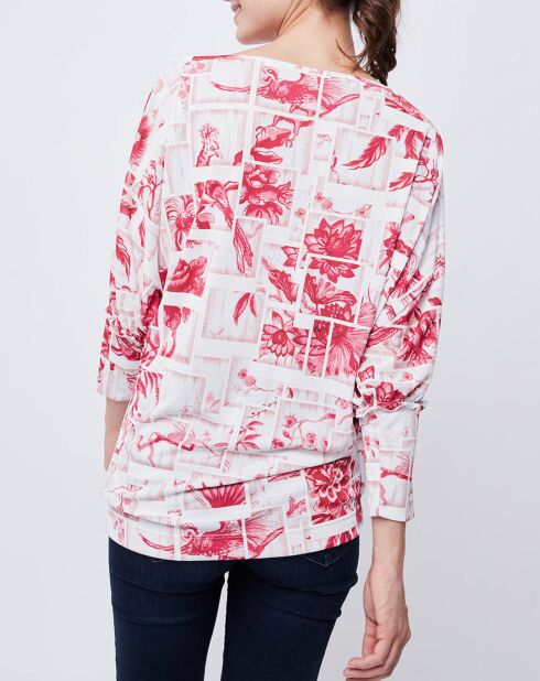 Blouse imprimée rose/blanc