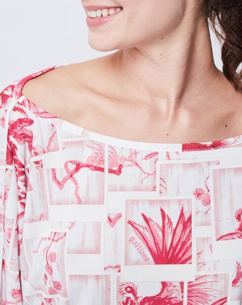 Blouse imprimée rose/blanc
