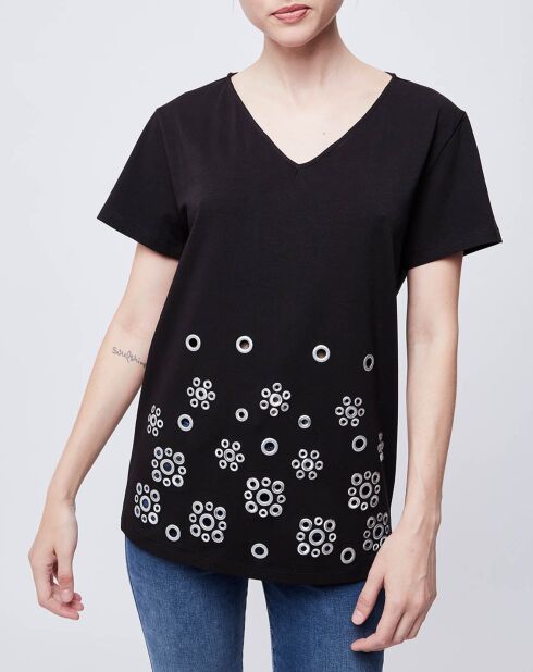 T-Shirt Col v noir
