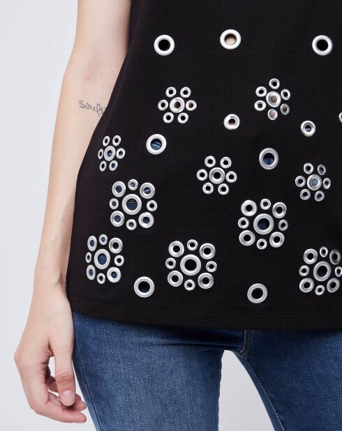 T-Shirt Col v noir